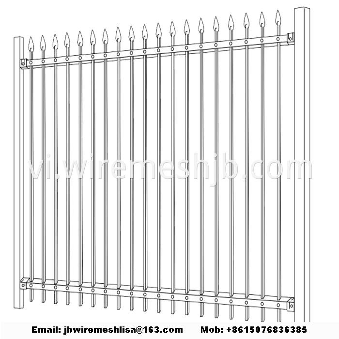 Black Zinc Steel Wrought Iron Fence